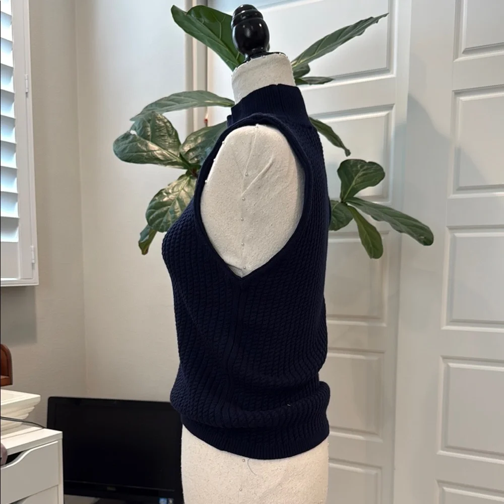 Women's Navy Sleeveless Sweater - Picture 2 of 5